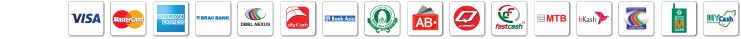 Accepted payment methods: Visa, Mastercard, Amex, BRAC Bank, bKash, and more